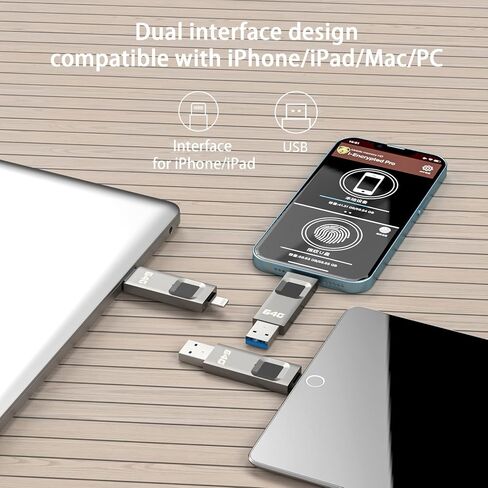 محرك أقراص USB مشفر سعة 256 جيجابايت، محرك أقراص فلاش بصمات الأصابع، قرص U آمن محمي بكلمة مرور، شريحة ذاكرة USB، محرك إبهام USB، تخزين تشفير لأجهزة iPhone/iPad/iPadmini/Mac/PC in Kuwait