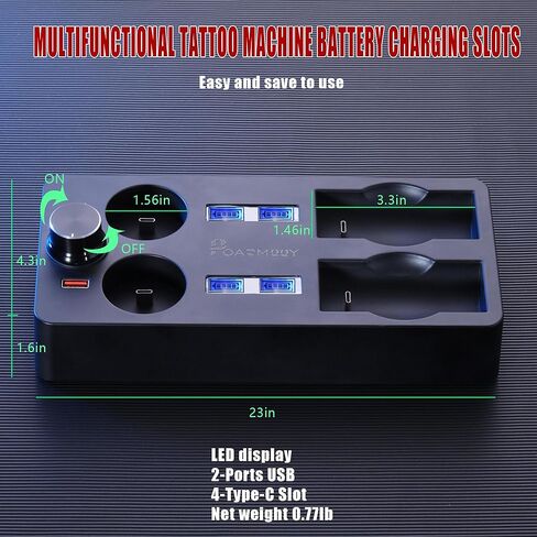 محطة شحن POARMEEY لشاشة LED للأجهزة المتعددة، محطة شحن USB بمنفذين مع فتحة 4 نوع C in Kuwait