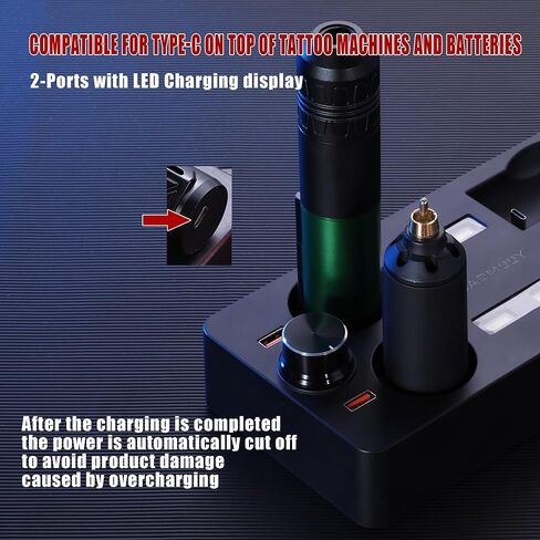 محطة شحن POARMEEY لشاشة LED للأجهزة المتعددة، محطة شحن USB بمنفذين مع فتحة 4 نوع C in Kuwait