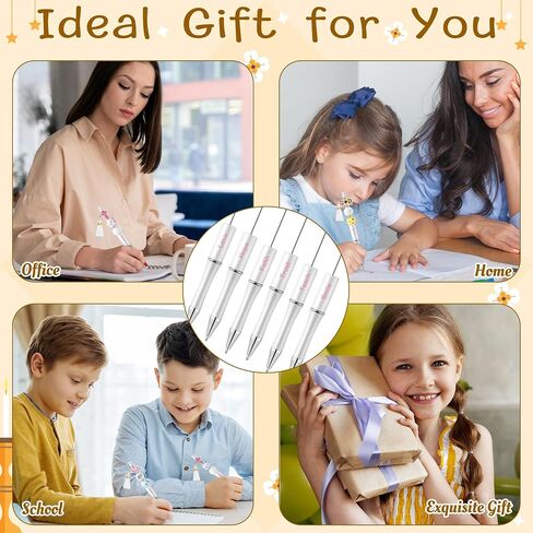 175pcs Religious Inspirational Beadable Ballpoint Pen Set, Set of 12 Plastic Beadable Pen, Hope Faith Love Wood Bead, Cross Pendant, Crystal Spacer Bead, Sunday School VBS Supplies for Kids in Saudi Arabia