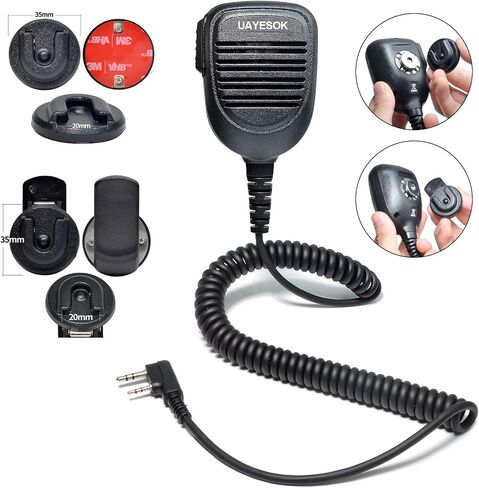 UAYESOK Heavy Duty Portable Two Way Radio HT Remote Speaker Mic K-Type for Kenwood NX-220 NX-320 NX-1200 NX-3220 TK-272G TK-2312 TK-2360 W/Multifunction Mic Mount Holder, for Baofeng BTECH Retevis in Saudi Arabia