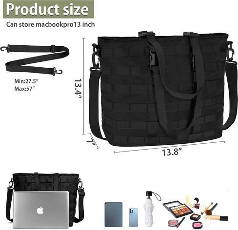 حقيبة توريبيو للنساء، حقيبة كبيرة للعمل مقاس 13 بوصة حقيبة كتف للكمبيوتر من النايلون حقيبة يد خفيفة الوزن للسفر والعمل المكتبي، أسود in Kuwait