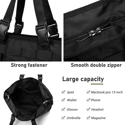 حقيبة توريبيو للنساء، حقيبة كبيرة للعمل مقاس 13 بوصة حقيبة كتف للكمبيوتر من النايلون حقيبة يد خفيفة الوزن للسفر والعمل المكتبي، أسود in Kuwait