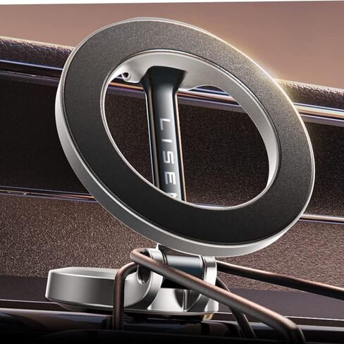 LISEN for MagSafe Car Mount، [20 مغناطيس قوي] حامل هاتف مغناطيسي للسيارة، حامل هاتف بدون استخدام اليدين مناسب للسيارة لهاتف iPhone 15 14 13 12 Pro Max Plus Mini MagSafe، فضي in Kuwait