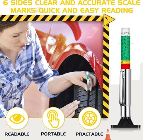 BBTO Tyre Tread Depth Gauge Color Coded Tire Depth Gauge Tool Tire Tread Depth Accurate Measurement Tools, Green (100 Pieces) in Saudi Arabia