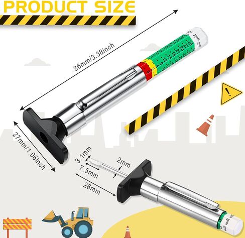BBTO Tyre Tread Depth Gauge Color Coded Tire Depth Gauge Tool Tire Tread Depth Accurate Measurement Tools, Green (100 Pieces) in Saudi Arabia