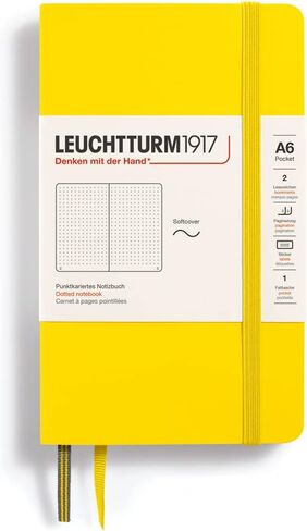 LEUCHTTURM1917 - دفتر ملاحظات بجيب ناعم مقاس A6-123 صفحة مرقمة للكتابة واليوميات (منقط، ليموني) in Saudi Arabia