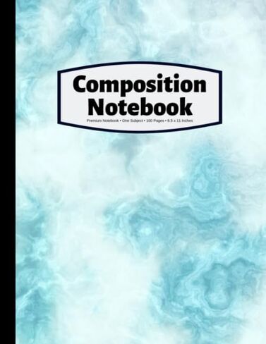 Composition Notebook: Marble Composition | 100 Pages | Premium Wide Ruled | 8.5x11 Inches | Blue & White Marble in Saudi Arabia