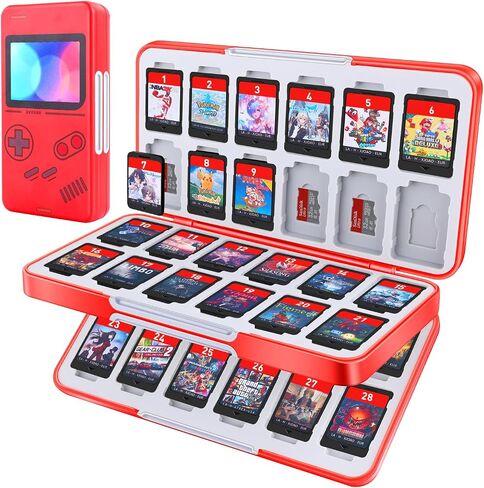 MOSAHOLL Switch Game Card Case Holder - Portable Game Organizer Traveler Gift Accessories with 48 Cartridge Slots and 24 Micro SD Card Storage, Magnetic Closure, Protective Hard Shell and Soft Lining in Kuwait