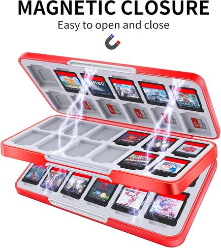 MOSAHOLL Switch Game Card Case Holder - Portable Game Organizer Traveler Gift Accessories with 48 Cartridge Slots and 24 Micro SD Card Storage, Magnetic Closure, Protective Hard Shell and Soft Lining in Kuwait