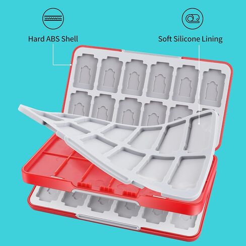 MOSAHOLL Switch Game Card Case Holder - Portable Game Organizer Traveler Gift Accessories with 48 Cartridge Slots and 24 Micro SD Card Storage, Magnetic Closure, Protective Hard Shell and Soft Lining in Kuwait