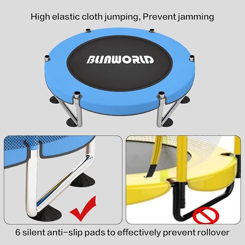 ترامبولين للأطفال، ترامبولين للأطفال الصغار قابل للتعديل مع طوق كرة السلة، ترامبولين للأطفال في الأماكن المغلقة والمفتوحة بوزن 440 رطلًا مع حاوية (أزرق-E) in Kuwait
