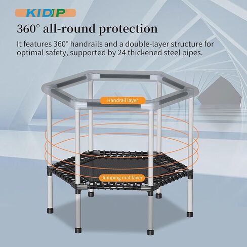 ترامبولين للأطفال - 4.6/5.5/7أقدام للأطفال الصغار في الأماكن المغلقة/الخارجية، ترامبولين مع شبكة، ترامبولين سداسي صغير آمن للأطفال مع حاوية - هدية عيد ميلاد للأطفال من سن 1 إلى 8 سنوات in Kuwait