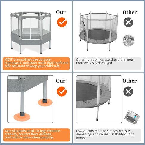 ترامبولين للأطفال - 4.6/5.5/7أقدام للأطفال الصغار في الأماكن المغلقة/الخارجية، ترامبولين مع شبكة، ترامبولين سداسي صغير آمن للأطفال مع حاوية - هدية عيد ميلاد للأطفال من سن 1 إلى 8 سنوات in Kuwait
