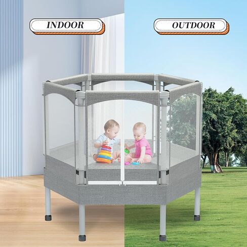 ترامبولين للأطفال - 4.6/5.5/7أقدام للأطفال الصغار في الأماكن المغلقة/الخارجية، ترامبولين مع شبكة، ترامبولين سداسي صغير آمن للأطفال مع حاوية - هدية عيد ميلاد للأطفال من سن 1 إلى 8 سنوات in Kuwait