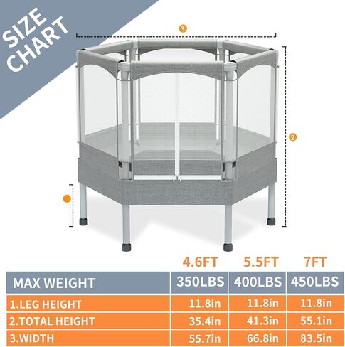 ترامبولين للأطفال - 4.6/5.5/7أقدام للأطفال الصغار في الأماكن المغلقة/الخارجية، ترامبولين مع شبكة، ترامبولين سداسي صغير آمن للأطفال مع حاوية - هدية عيد ميلاد للأطفال من سن 1 إلى 8 سنوات in Kuwait