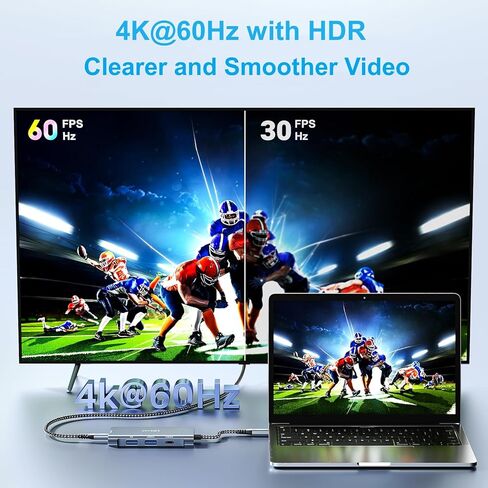 LDLrui 4K 60Hz USB C to HDMI Hub, 4-in-1 Multiport USB-C Adapter with 100W Power Delivery, 5Gbps USB3.2 Gen 1, for MacBook Pro/Air, iPad Pro 2022, Dell XPS 15, PixelBook, Samsung Galaxy S22 in Kuwait