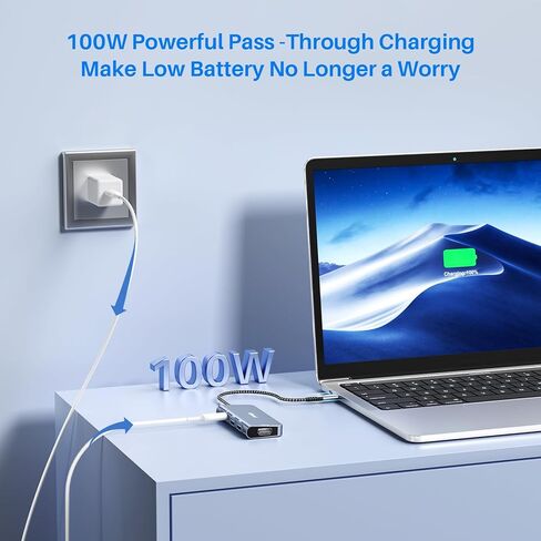 LDLrui 4K 60Hz USB C to HDMI Hub, 4-in-1 Multiport USB-C Adapter with 100W Power Delivery, 5Gbps USB3.2 Gen 1, for MacBook Pro/Air, iPad Pro 2022, Dell XPS 15, PixelBook, Samsung Galaxy S22 in Kuwait