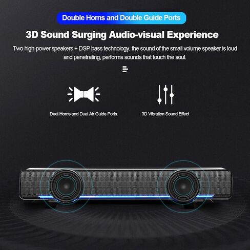 Docooler USB Wired Computer Speaker Bar Stereo Music Player Bass Surround Sound Box for PC, Laptop, TV, Smartphone, Tablet, MP3, MP4 and More in Saudi Arabia
