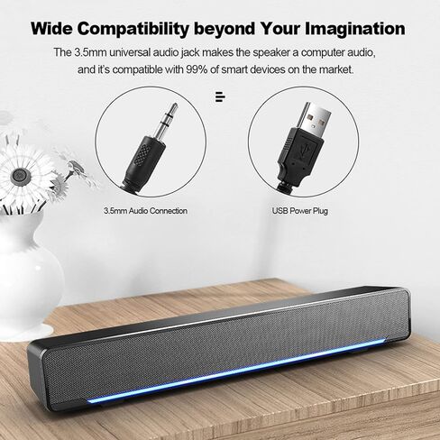 Docooler USB Wired Computer Speaker Bar Stereo Music Player Bass Surround Sound Box for PC, Laptop, TV, Smartphone, Tablet, MP3, MP4 and More in Saudi Arabia