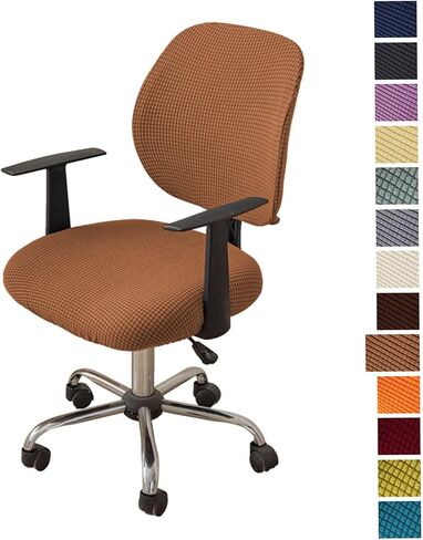 Computer Office Chair Cover - Split Protective & Removable Stretchable Polyester Corn Velour Fabric Universal Desk Chair Covers Rotating Chair Slipcover(NOT Chair),Grey,1PC in Saudi Arabia