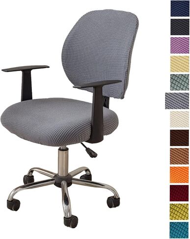 Computer Office Chair Cover - Split Protective & Removable Stretchable Polyester Corn Velour Fabric Universal Desk Chair Covers Rotating Chair Slipcover(NOT Chair),Grey,1PC in Saudi Arabia
