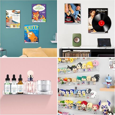 حامل سجل فينيل مقاس 7 بوصة، حامل سجل فينيل أكريليك 12 قطعة، حامل فينيل أكريليك شفاف، رف أكريليك شفاف لعرض الألبومات، ديكور مكتب المنزل in Kuwait