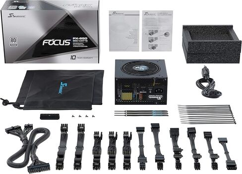 Seasonic FOCUS Plus 850 Platinum SSR-850PX 850W 80+ Platinum ATX12V & EPS12V وحدات كاملة 120 مم FDB مروحة مدمجة بحجم 140 مم مزود طاقة in Kuwait