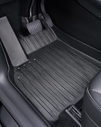 TAPTES سجادات أرضية Tesla Model Y 2024 2023 2022 2021، من أجل سجادات أرضية Tesla Model Y 2021-2024 لجميع الأحوال الجوية TPE أرضية صندوق السيارة وبطانة البضائع، ملحقات داخلية مقاومة للماء 5 مقاعد in Kuwait