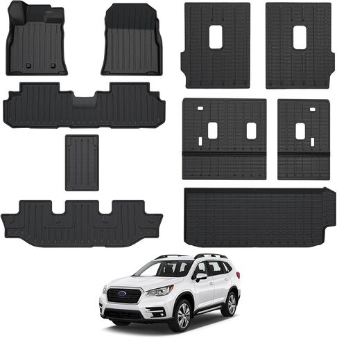 CARESA Floor Mats Seat Back Covers Behind 2nd and 3rd Row Cargo Liner for 2019-2024 Subaru Ascent Accessories(7 Passenger), All-Weather TPE Mat Protector Fit Ascent in Saudi Arabia