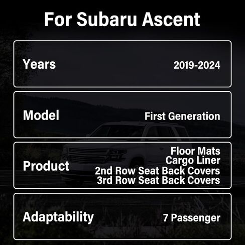 CARESA Floor Mats Seat Back Covers Behind 2nd and 3rd Row Cargo Liner for 2019-2024 Subaru Ascent Accessories(7 Passenger), All-Weather TPE Mat Protector Fit Ascent in Saudi Arabia