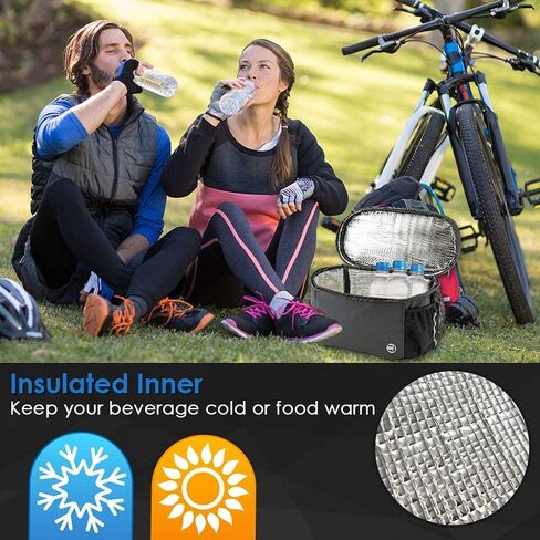 حقيبة حامل معزولة للدراجة من WOTOW، حقيبة تبريد صندوق الدراجة ذات سعة كبيرة 10 لتر مع حزام عاكس للجيب الجانبي بسحاب مزدوج، حقيبة مقاومة للماء للدراجة للسفر في الهواء الطلق in Kuwait
