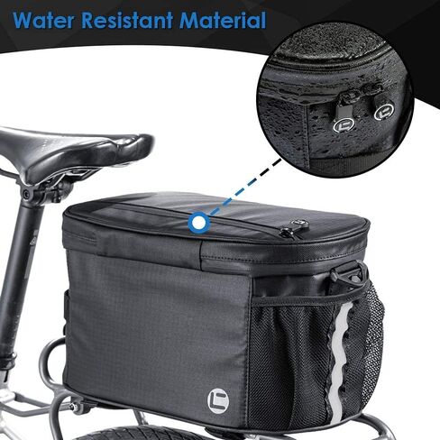 حقيبة حامل معزولة للدراجة من WOTOW، حقيبة تبريد صندوق الدراجة ذات سعة كبيرة 10 لتر مع حزام عاكس للجيب الجانبي بسحاب مزدوج، حقيبة مقاومة للماء للدراجة للسفر في الهواء الطلق in Kuwait