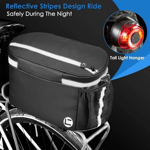 حقيبة حامل معزولة للدراجة من WOTOW، حقيبة تبريد صندوق الدراجة ذات سعة كبيرة 10 لتر مع حزام عاكس للجيب الجانبي بسحاب مزدوج، حقيبة مقاومة للماء للدراجة للسفر في الهواء الطلق in Kuwait