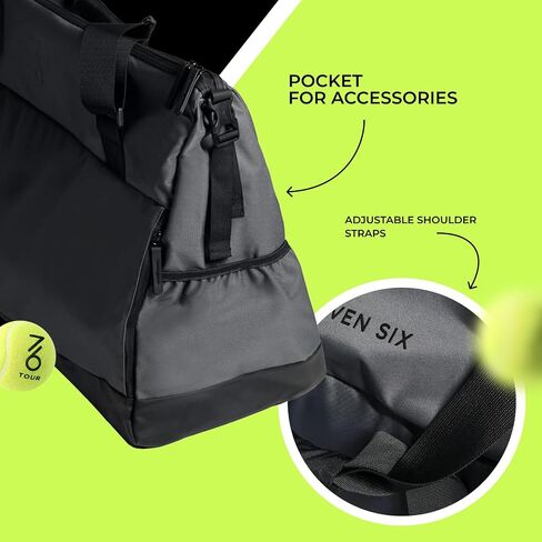 Tennis Racket Bag, Protective Duffel bag for 2 racquets & equipment (shoes, clothes, accessoiries,Padded & Lightweight Case, for Beginner or Profeesional, ergonomic design for Men, Women & Juniors in Saudi Arabia
