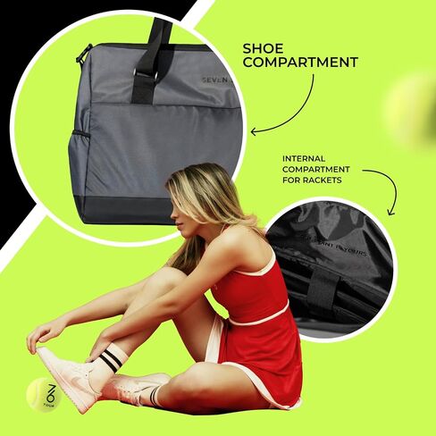 Tennis Racket Bag, Protective Duffel bag for 2 racquets & equipment (shoes, clothes, accessoiries,Padded & Lightweight Case, for Beginner or Profeesional, ergonomic design for Men, Women & Juniors in Saudi Arabia