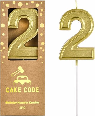 2.76 Inch Roma Gold 2 Number Birthday Candles, Gold Number Candles, Cake Number Candles, Party Celebration in Saudi Arabia
