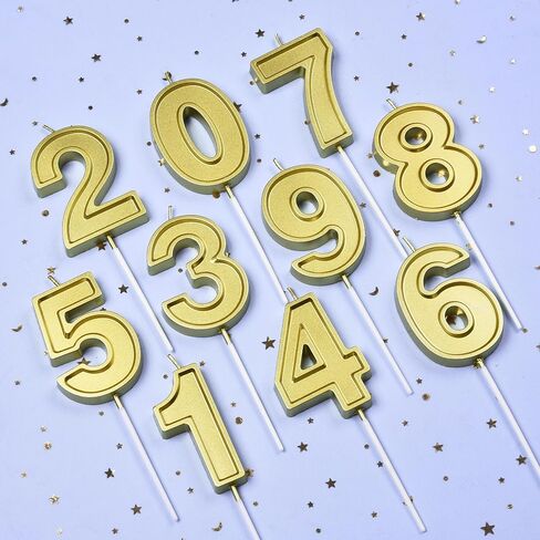 2.76 Inch Roma Gold 2 Number Birthday Candles, Gold Number Candles, Cake Number Candles, Party Celebration in Saudi Arabia