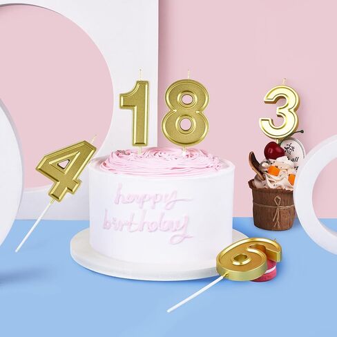2.76 Inch Roma Gold 2 Number Birthday Candles, Gold Number Candles, Cake Number Candles, Party Celebration in Saudi Arabia