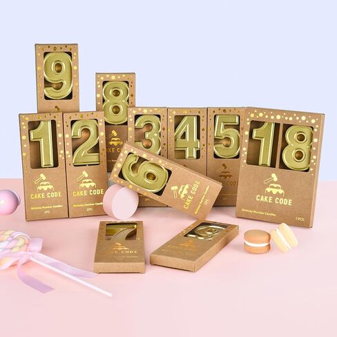 2.76 Inch Roma Gold 2 Number Birthday Candles, Gold Number Candles, Cake Number Candles, Party Celebration in Saudi Arabia