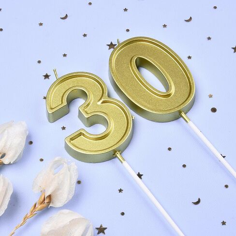 2.76 Inch Roma Gold 2 Number Birthday Candles, Gold Number Candles, Cake Number Candles, Party Celebration in Saudi Arabia