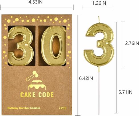 2.76 Inch Roma Gold 2 Number Birthday Candles, Gold Number Candles, Cake Number Candles, Party Celebration in Saudi Arabia