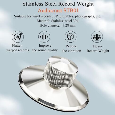 الوزن القياسي STB01 (390 جم / 13.7 أونصة)، مثبت قرص LP من الفولاذ المقاوم للصدأ، مشبك HiFi (فضي STB01) in Kuwait