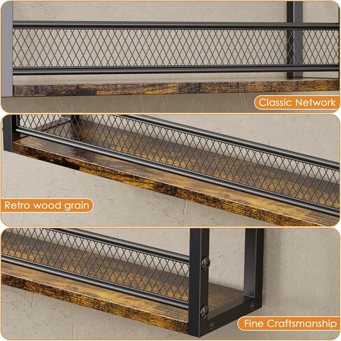 Vinyl Record Storage Wall Mount, Vintage Record Holder, Modern Ironwood Wall-Mounted Vinyl LP Record Storage Rack, Suitable for Records, Books, Art Collections-Two-Piece Set. in Kuwait