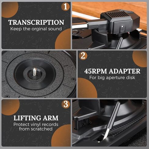 مشغل تسجيل فينيل من Asmuse، مشغل تسجيل بلوتوث ثلاثي السرعات مع مكبري صوت استريو مدمجين يدعم AUX، حقيبة محمولة ومشغل تسجيل خشبي عتيق in Kuwait