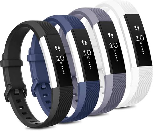 Tobfit 4 Pack Bands Compatible with Fitbit Alta/Alta HR Bands, Soft Sport Silicone Replacement Wristbands for Women Men (Small, Black/Champagne Gold/Rose Gold/Gray) in Saudi Arabia
