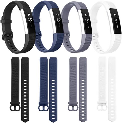 Tobfit 4 Pack Bands Compatible with Fitbit Alta/Alta HR Bands, Soft Sport Silicone Replacement Wristbands for Women Men (Small, Black/Champagne Gold/Rose Gold/Gray) in Saudi Arabia