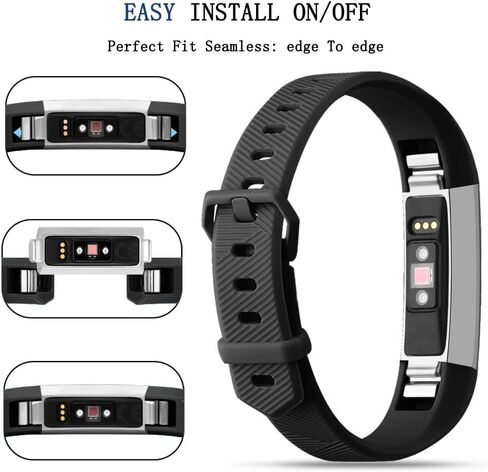 Tobfit 4 Pack Bands Compatible with Fitbit Alta/Alta HR Bands, Soft Sport Silicone Replacement Wristbands for Women Men (Small, Black/Champagne Gold/Rose Gold/Gray) in Saudi Arabia