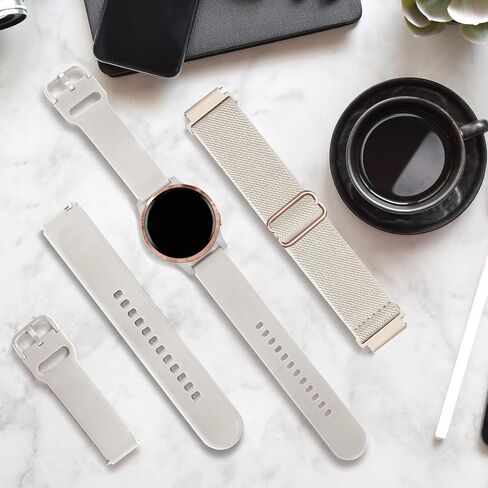 2 Pack Stretchy Nylon & Silicone Watch Bands Compatible with Garmin Venu 2S/Venu 3S/Vivoactive 4S/Vivomove 3S, 18mm Loop Elastic Straps for Garmin Forerunner 255S/Forerunner 265S Women Men in Saudi Arabia