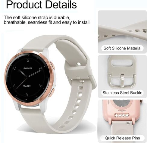 2 Pack Stretchy Nylon & Silicone Watch Bands Compatible with Garmin Venu 2S/Venu 3S/Vivoactive 4S/Vivomove 3S, 18mm Loop Elastic Straps for Garmin Forerunner 255S/Forerunner 265S Women Men in Saudi Arabia